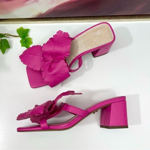 CECELIA NEW YORK Happy Leather Flower Slide Sandal in Magenta Size 6 - Picture 11 of 16